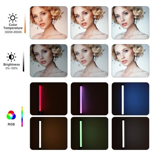 Портативний LED жезл H2 RGB, світлодіодна лампа для фотозйомки + штатив 2 м у подарунок LS-002 фото